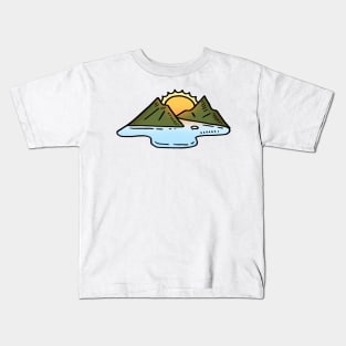 Mountains, Lake and a Sun Kids T-Shirt